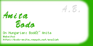 anita bodo business card